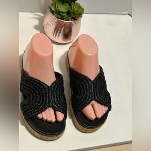 Marc Fisher Black Woven Sandals